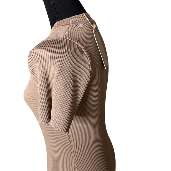 ew Sonia Taupe color short sleeve knit midi dress size M - Picture 3 of 5